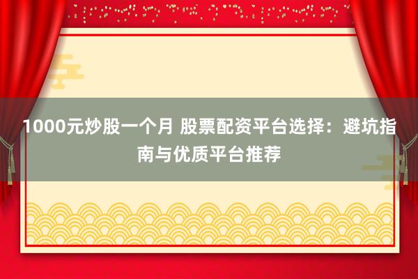 1000元炒股一个月 股票配资平台选择：避坑指南与优质平台推荐